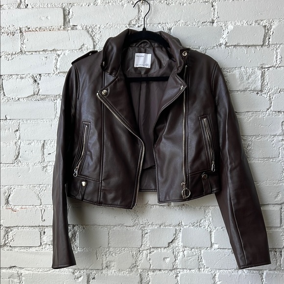Bershka Brown Faux Leather Jacket - Picture 1 of 3